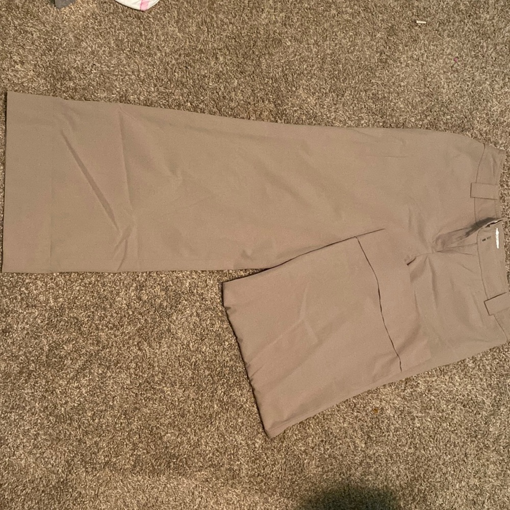 Tan wide leg dress pants